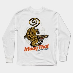 Vintage Muay Thai Tiger Tattoo Long Sleeve T-Shirt